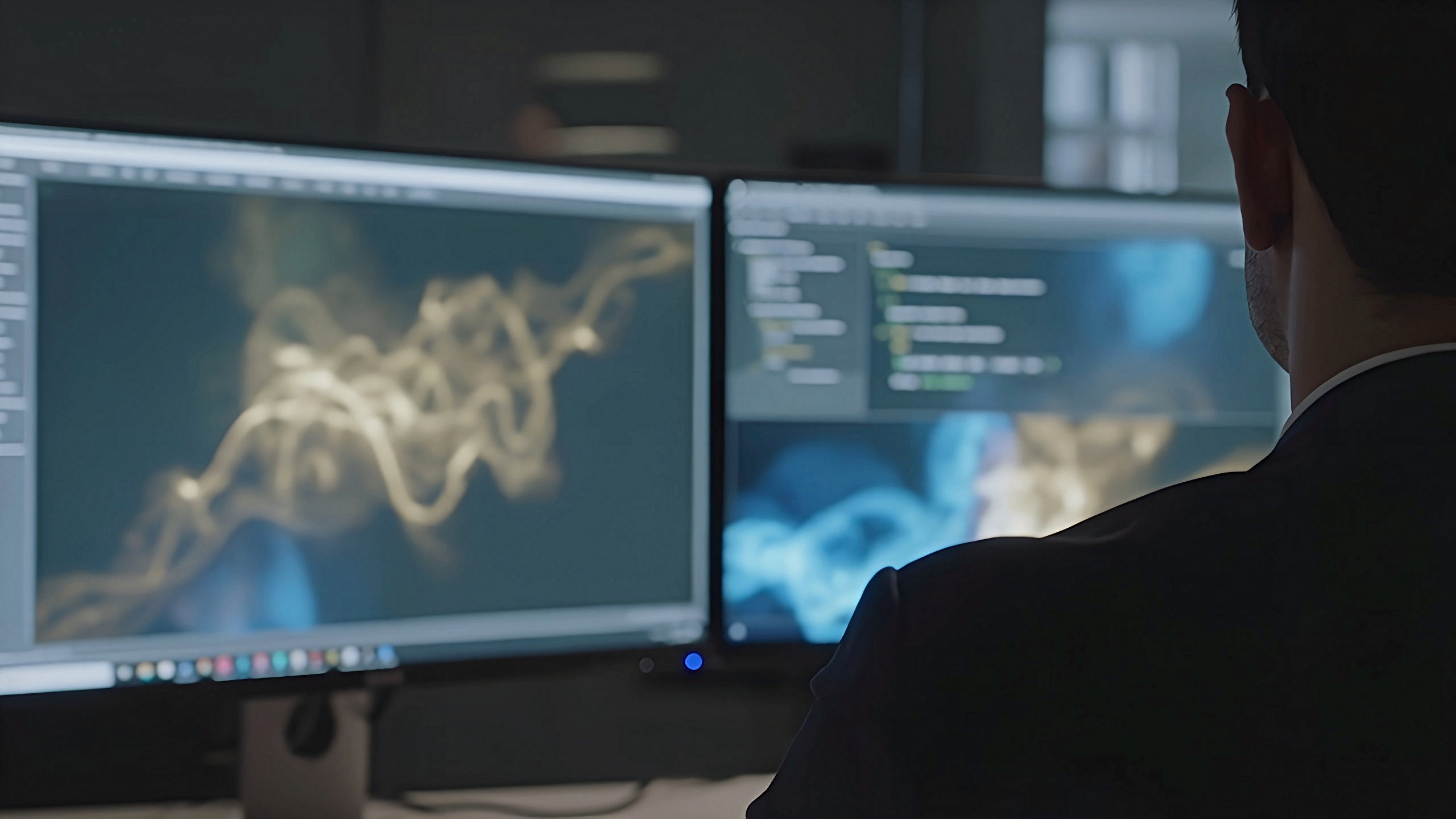 Project team working at screens in a modern office
