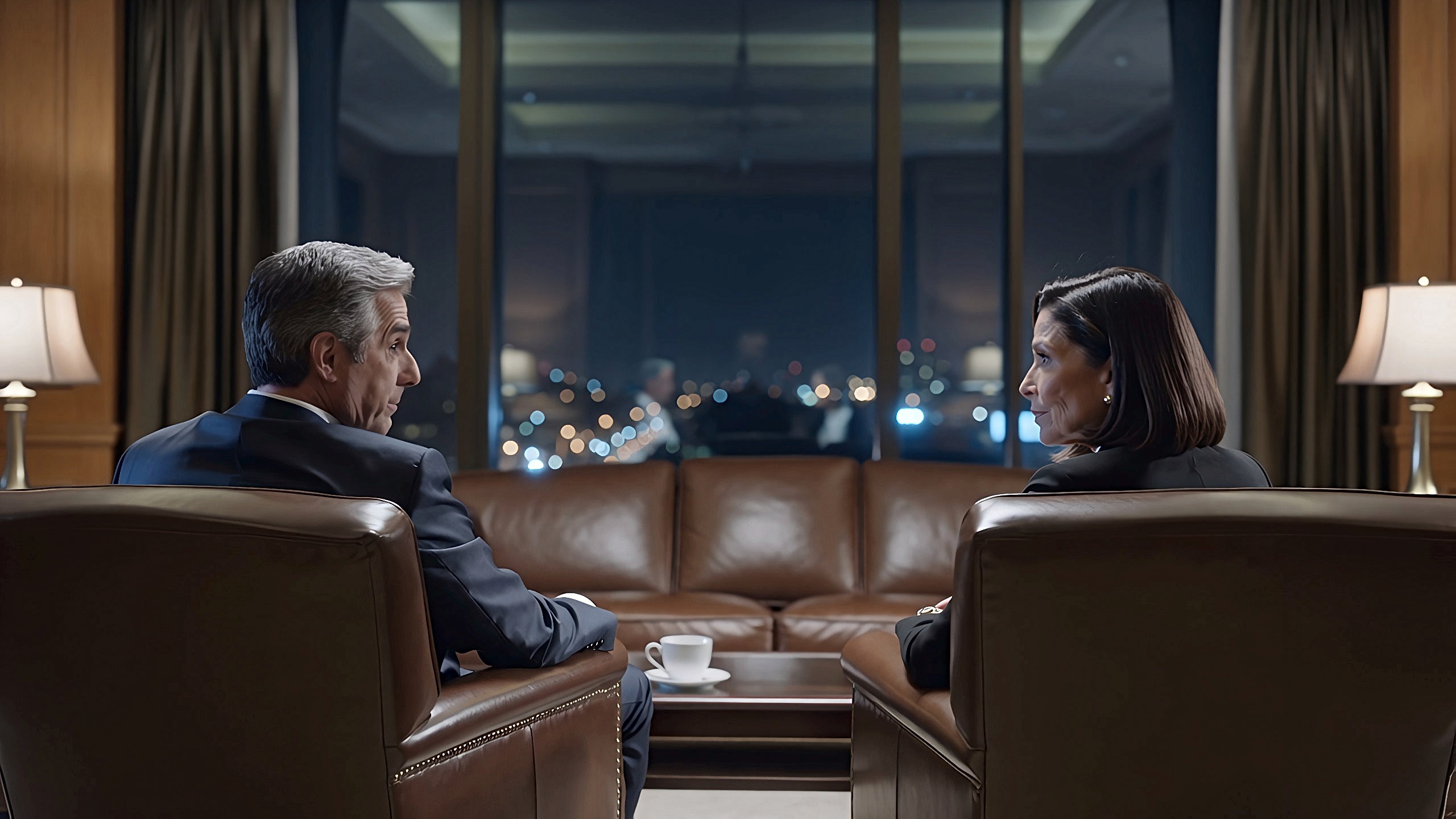 Two professionals in a calm coaching conversation