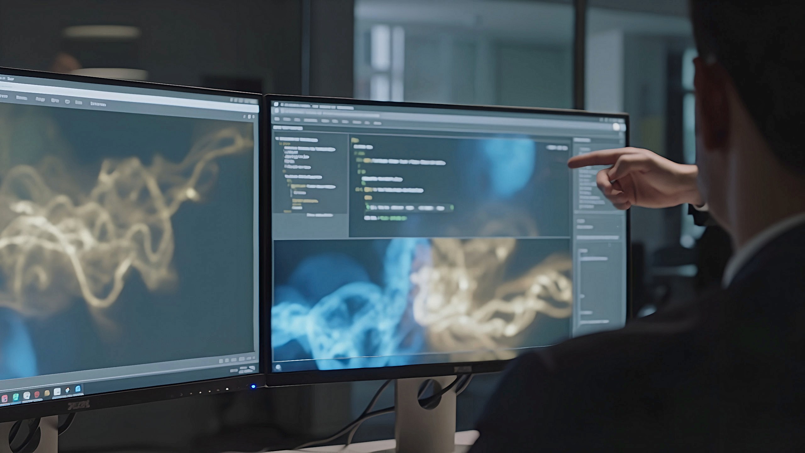 Engineers collaborating in a modern office